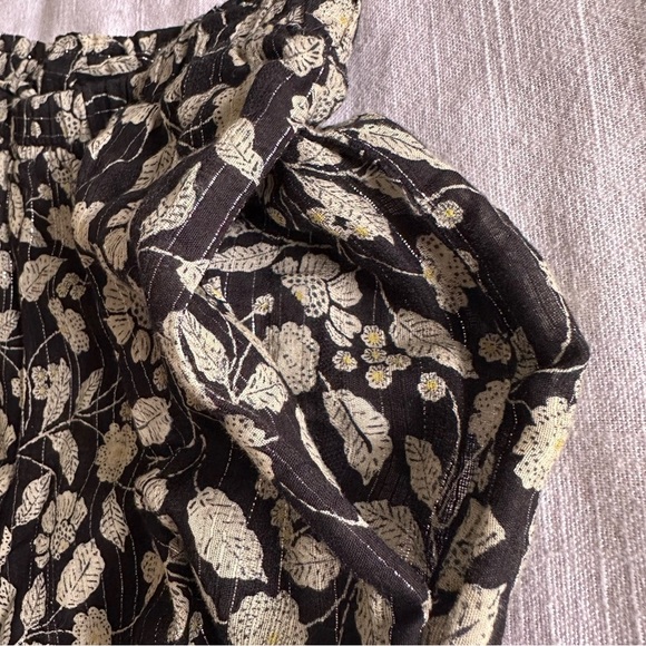 Zara Metallic Striped Floral Wide Leg Semi Sheer Pants Sz S Boho Festival Hippie - Picture 5 of 12